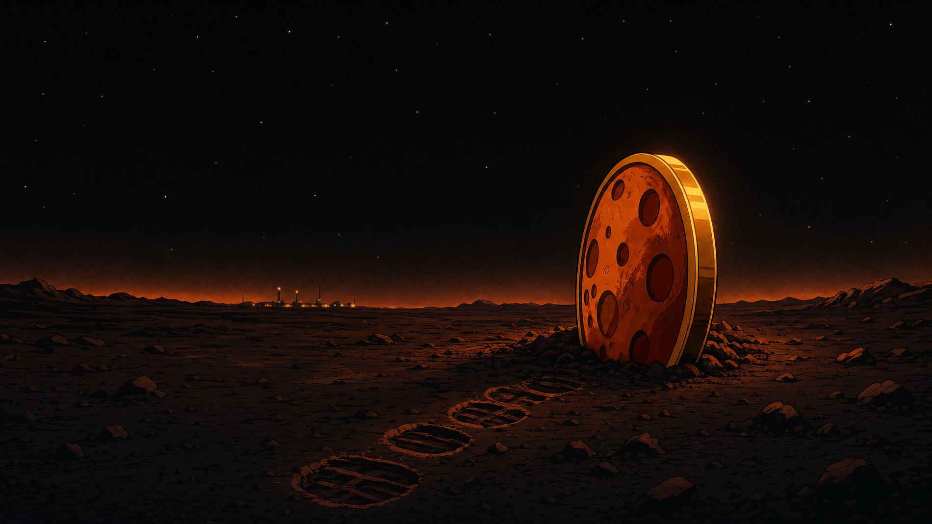 MarsCoin standing on Martian ground